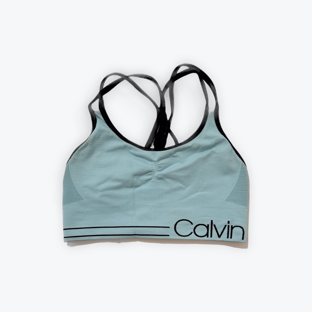 Calvin Klein Baby Blue Sports Bra Size XS - Picture 3 of 3